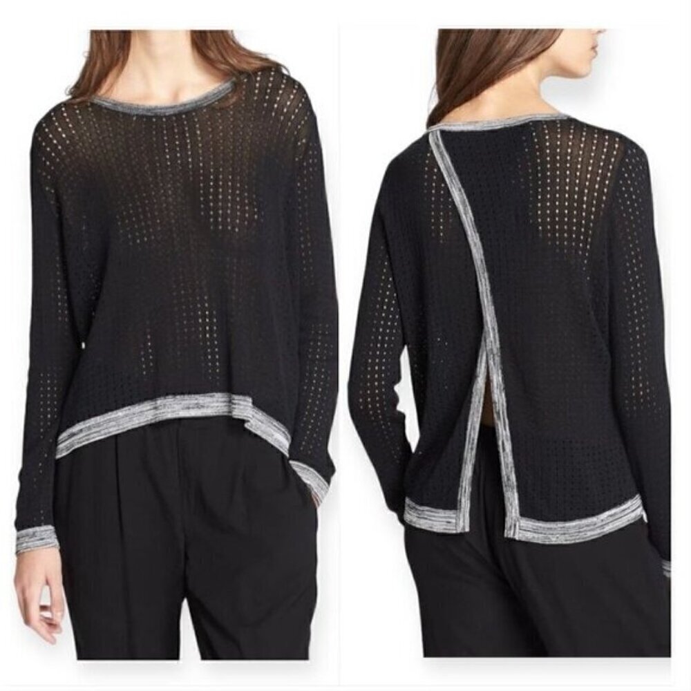 Rag & Bone Ariana Perforated Split-Back sweater, size XXS